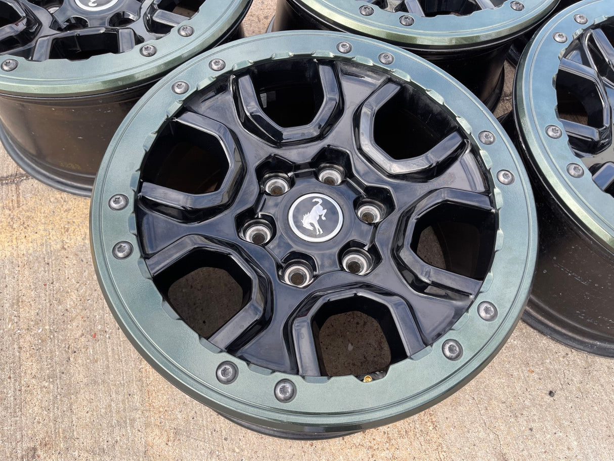 17" Ford Bronco SASQUATCH wheels rims BEADLOCK 10388 Ranger 2024 2025 2026 GREEN Texas Truck Tire