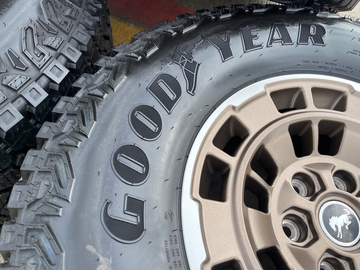 17" Ford Bronco HERITAGE Edition wheels rims BRONZE 2025 2026 GOODYEAR 35" NEW Texas Truck Tire