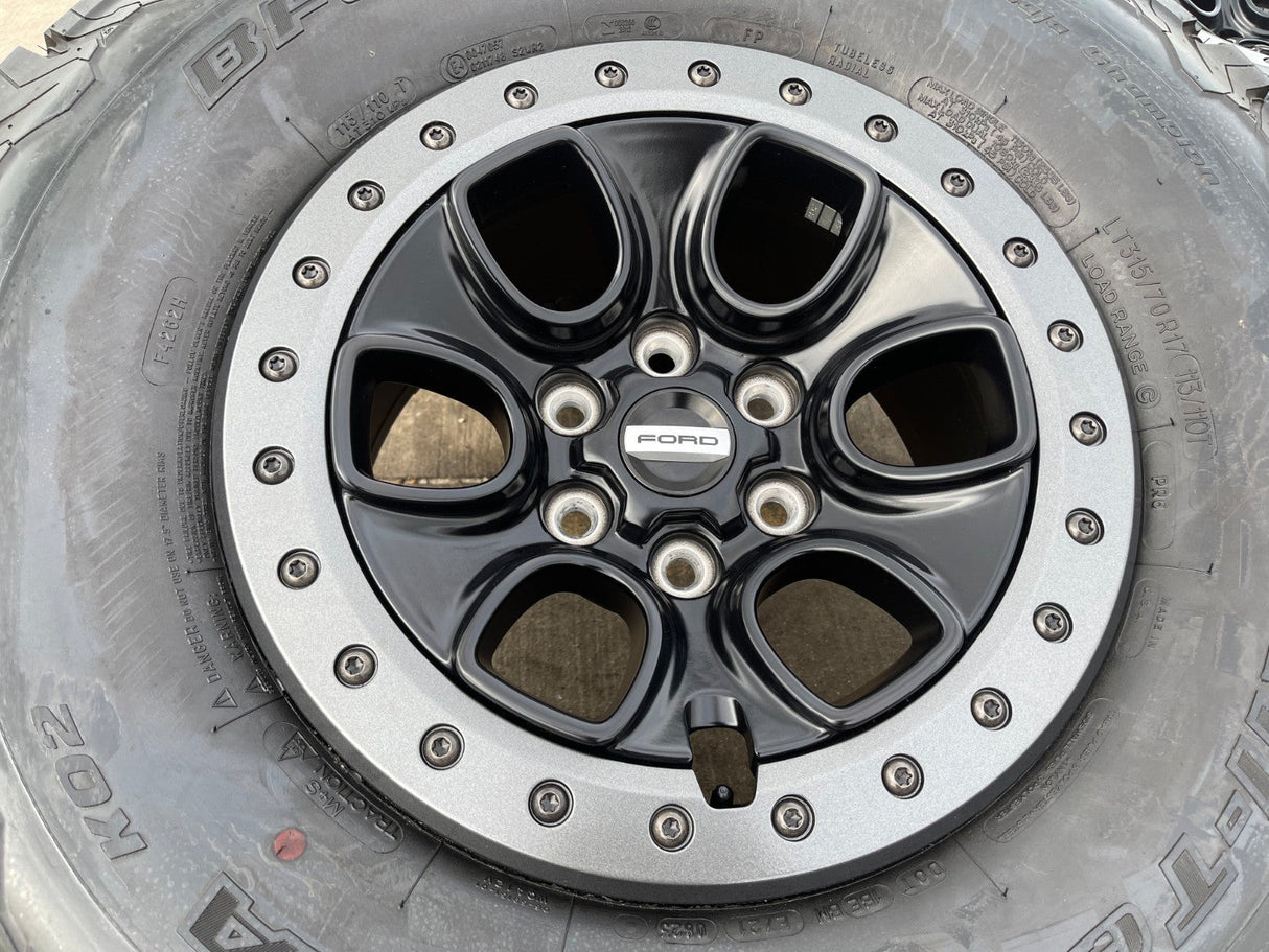 17" Ford F-150 Raptor OEM BEADLOCK rims wheels 10459 95210 BFG KO2 35" tires NEW Texas Truck Tire