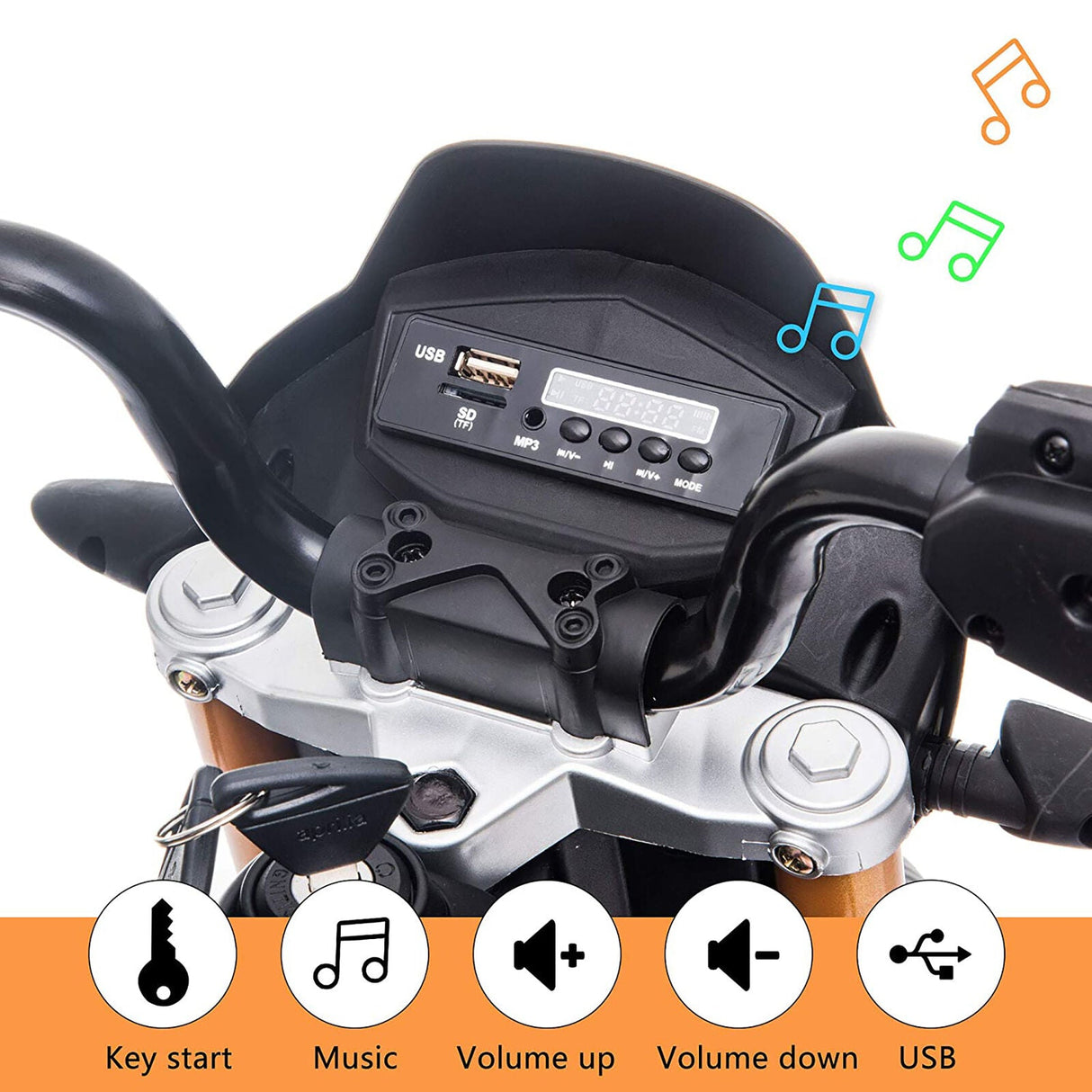 TOBBI Aprilia Motorcycle Ride-On for Kids 3+ Years - Black