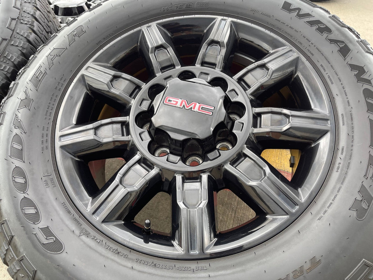 20" GMC Sierra DENALI 2500 3500 OEM 14137 5963 wheels rims Silverado tires A/T Texas Truck Tire
