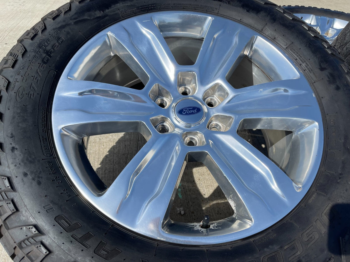 20" Ford F-150 Expedition OEM rims wheels polished 10004 tires COOPER A/T Texas Truck Tire