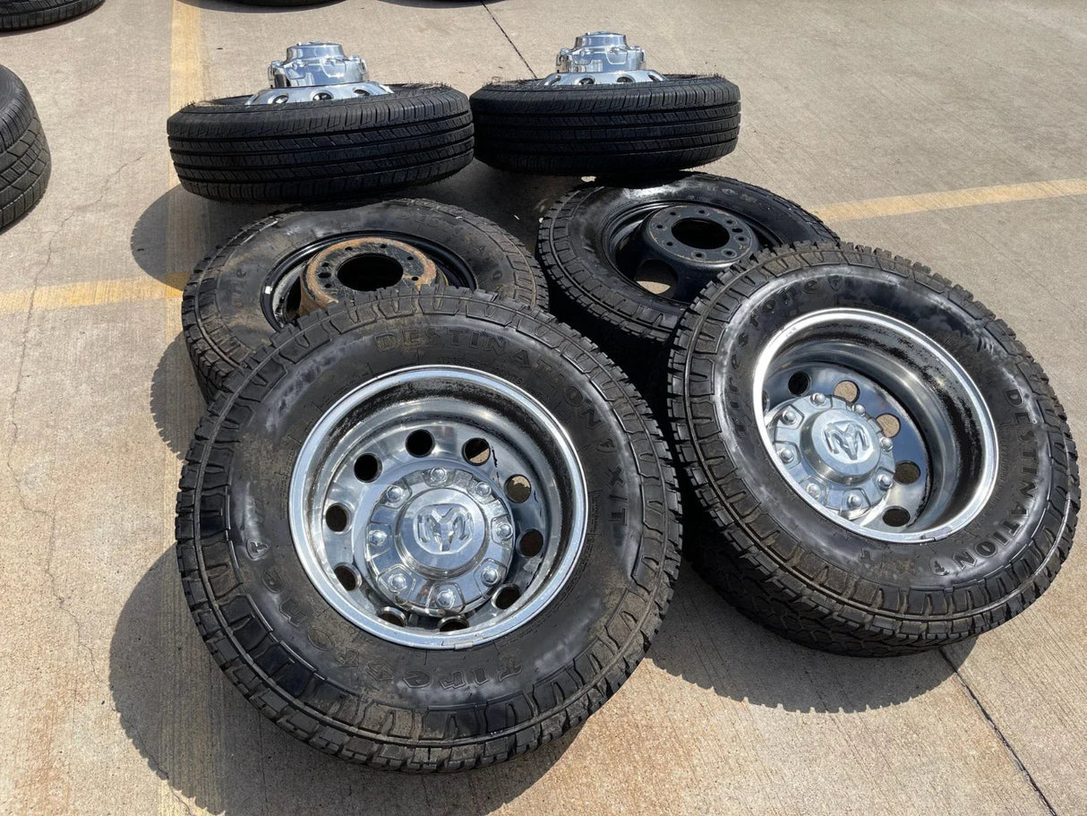 17" Dodge Ram 3500 Dually Laramie 8x200 wheels rims 2701 2702 OEM FIRESTONE Texas Truck Tire