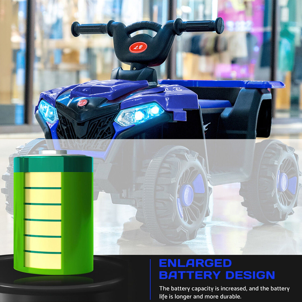 Electric ATV Ride-On Car with MP3 Player and LED Lights - 6V Battery Powered, 4-Wheeled Beach Cruiser