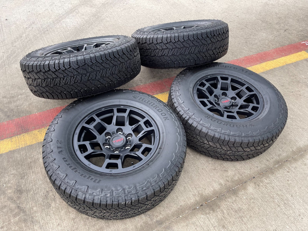 17" Toyota Tacoma 4Runner OEM wheels rims black TRD FJ HANKOOK A/T2 NEW Texas Truck Tire