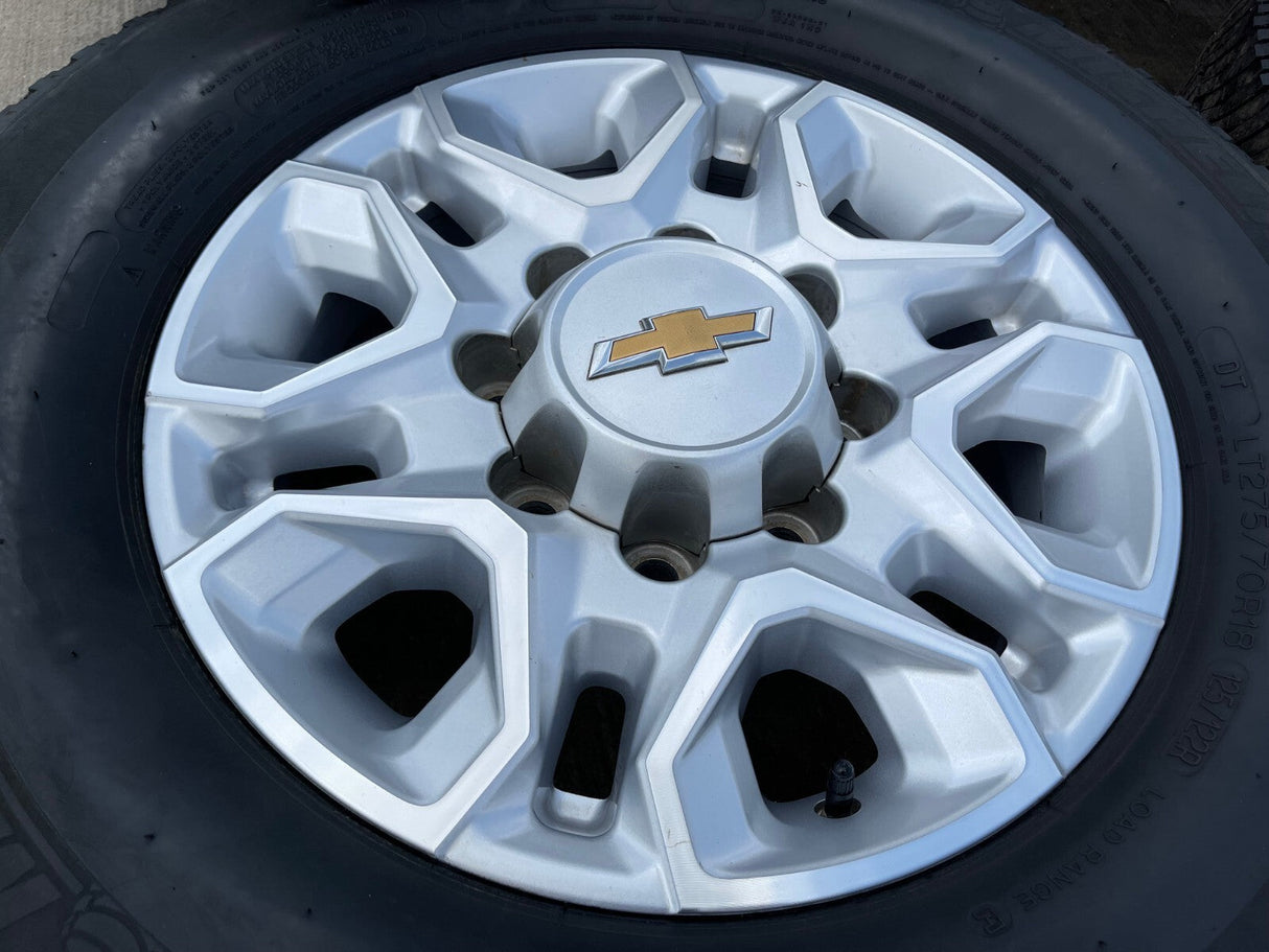 18" Chevy Silverado 2500 3500 OEM 5959 wheels rims MICHELIN LTX A/T2 Texas Truck Tire