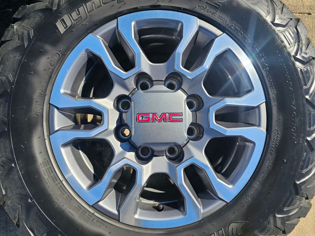 18" GMC Sierra AT4X Chevy Silverado 2500 3500 OEM 5949 wheels rims HANKOOK M/T2 Texas Truck Tire