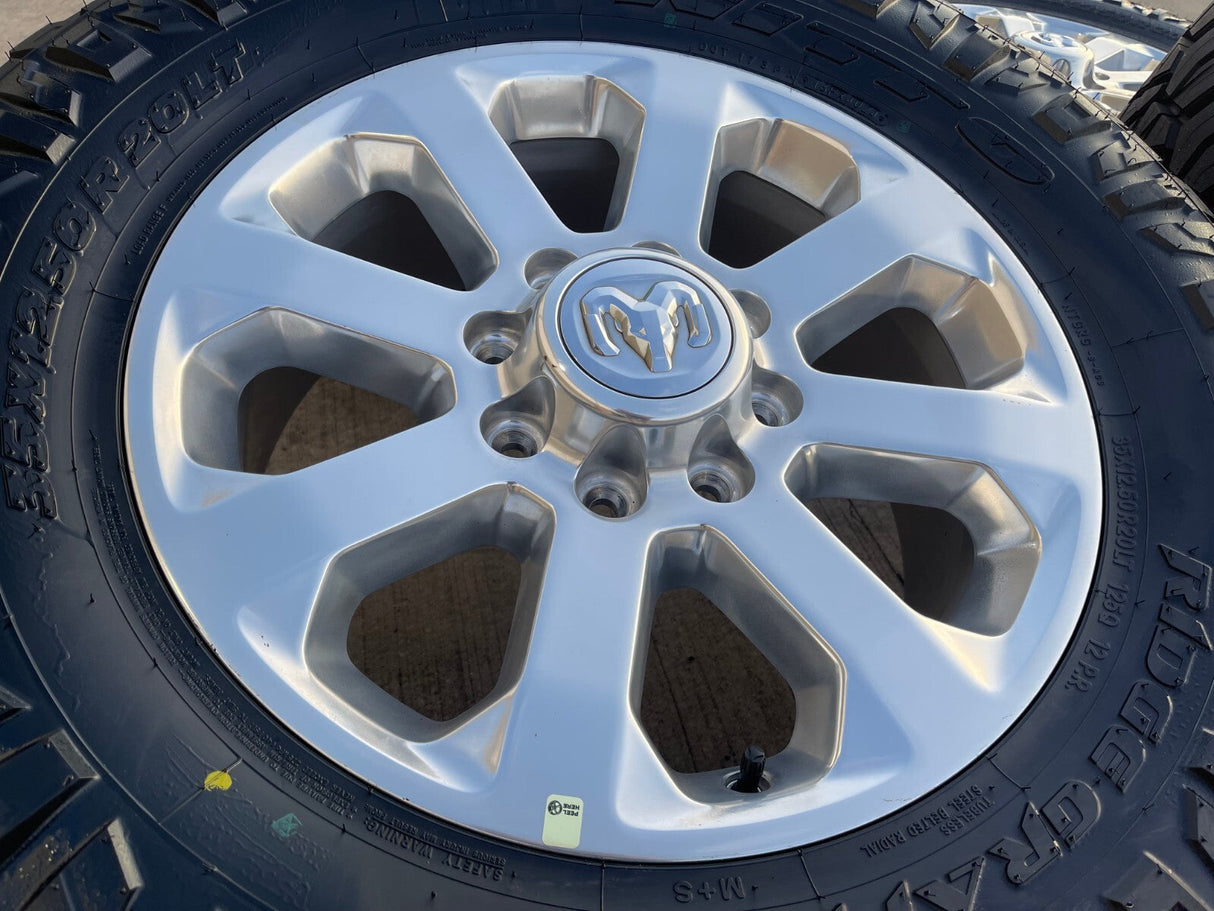 20" Dodge Ram 2500 3500 LARAMIE OEM 2700 wheels rims 2025 2026 NEW 35" NITRO Texas Truck Tire