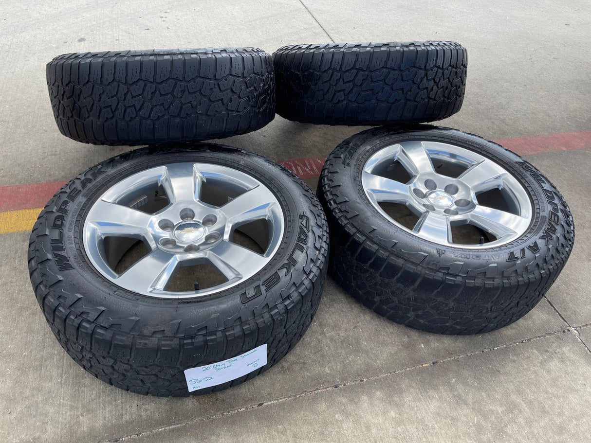 20" Chevy Silverado 1500 Tahoe Suburban OEM wheels rims 5652 tires FALKEN A/T3 Texas Truck Tire