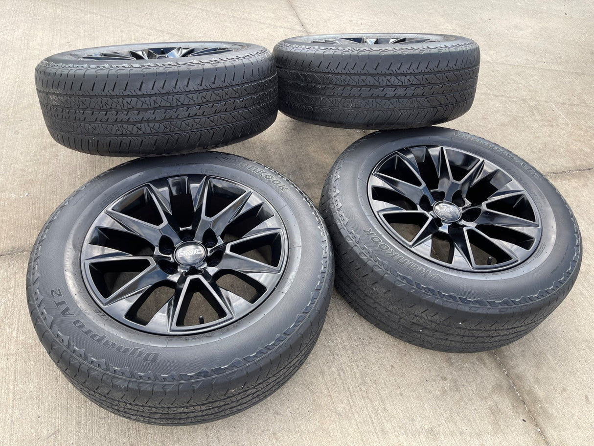20" Chevy Tahoe Silverado OEM 5919 wheels rims GMC Yukon HANKOOK A/T2 Texas Truck Tire