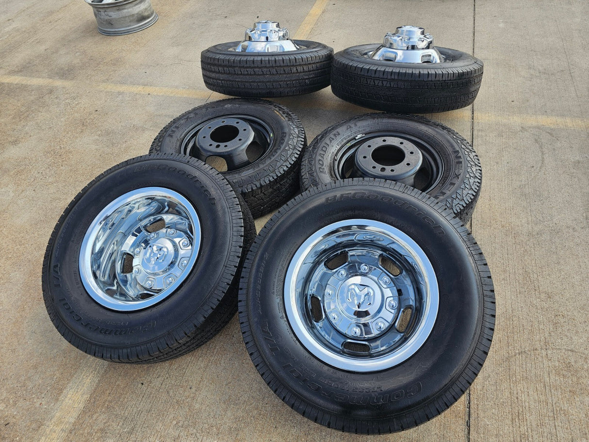 17" Dodge Ram 3500 Dually Laramie 8x200 wheels rims 2703 2704 OEM tires Texas Truck Tire
