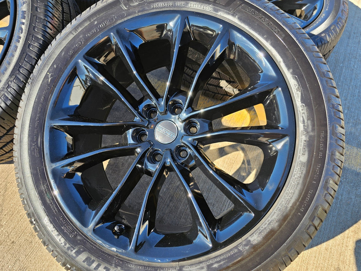 22" Jeep Grand Wagoneer OEM 9298 Obsidian rims wheels RAM 1500 MICHELIN Texas Truck Tire