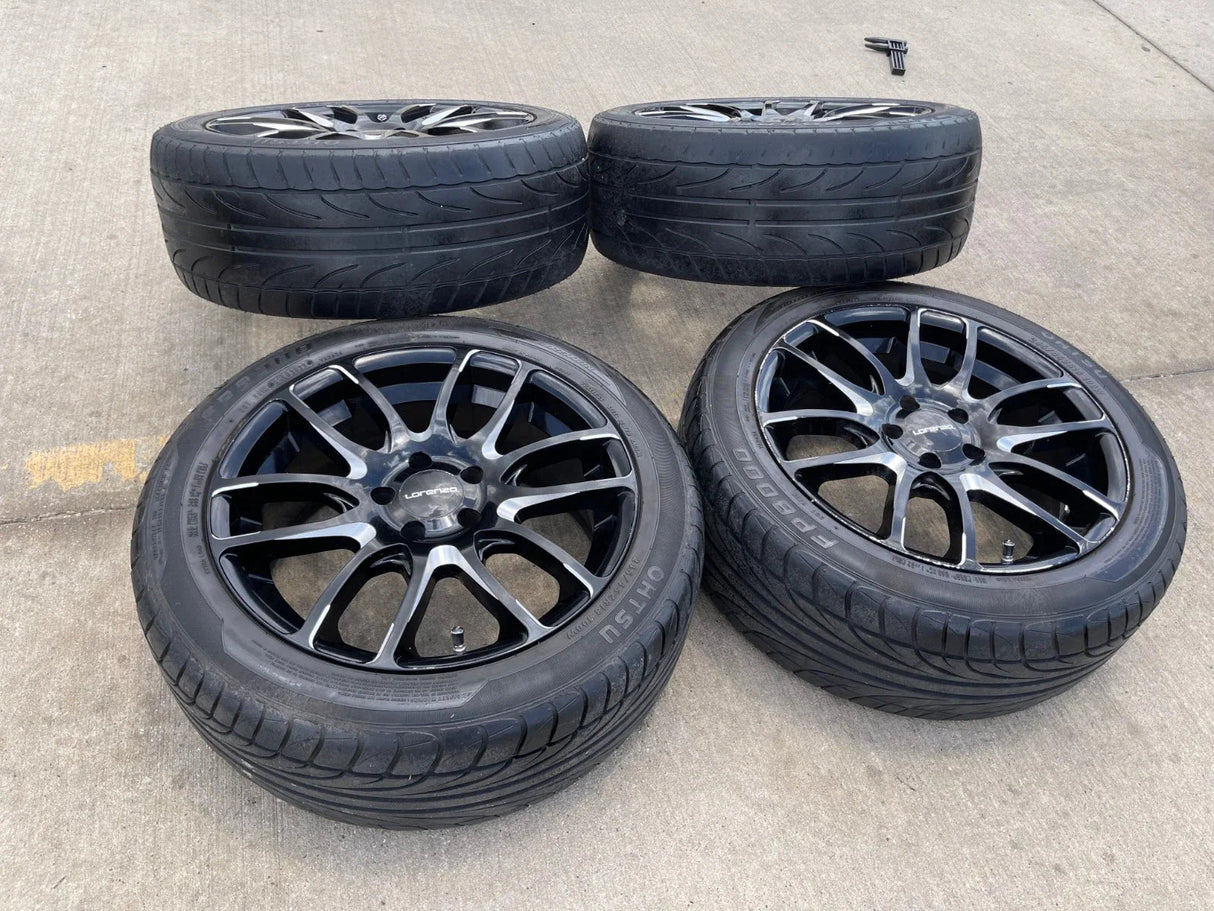18x8 18" Lorenzo WL036 wheels rims tires 5x4.5 5x114.3 Camry Accord Mustang Texas Truck Tire