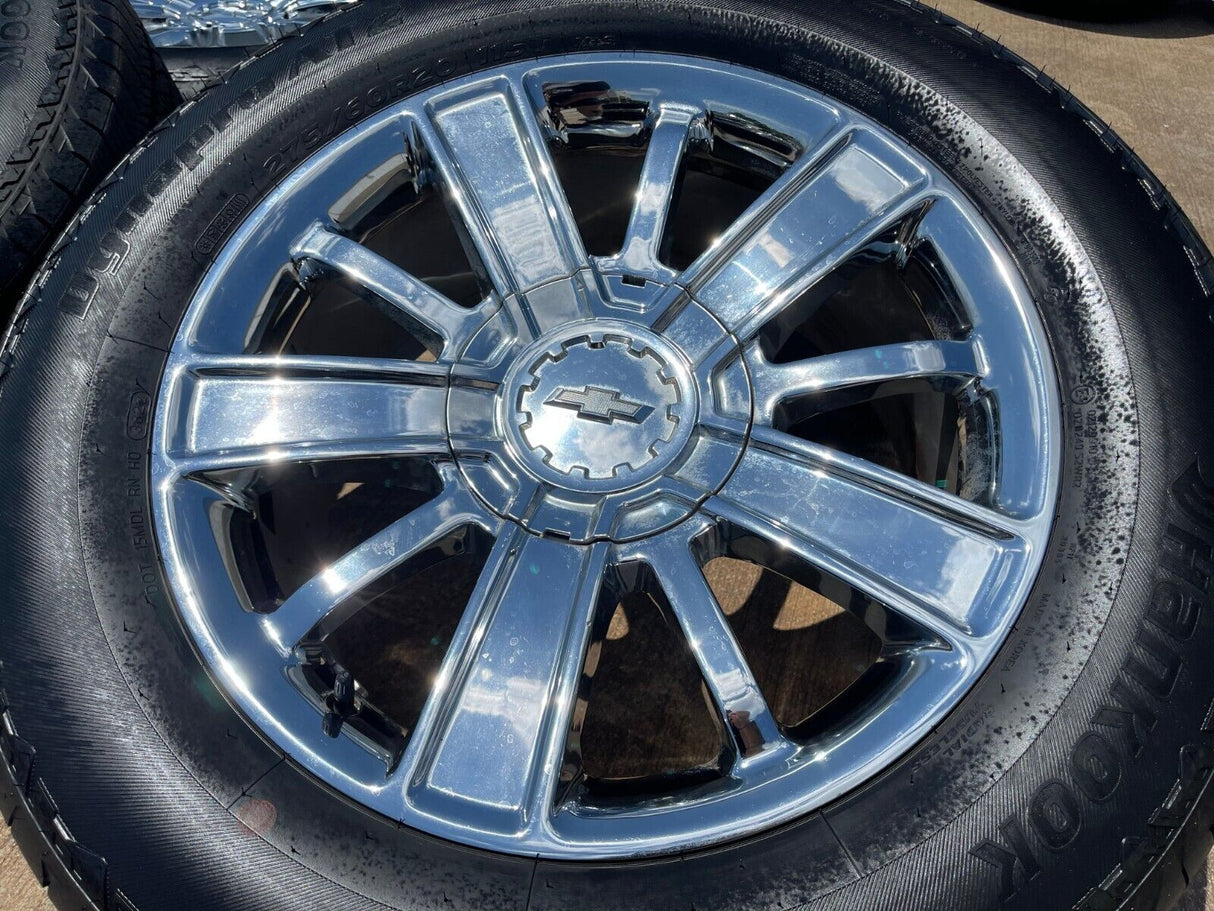 20" Chevy Silverado Tahoe OEM wheels rims 5653 CHROME 2016 2017 2018 2019 2020 Texas Truck Tire