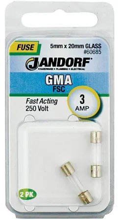 Jandorf Fast Acting 250 Volt 3 Amp Fuse #60685 Jandorf