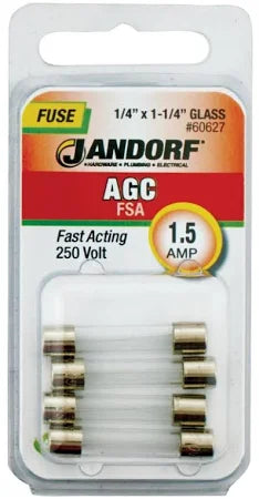 Jandorf Fast Acting 250 Volt 1.5 Amp Fuse #60627 Jandorf