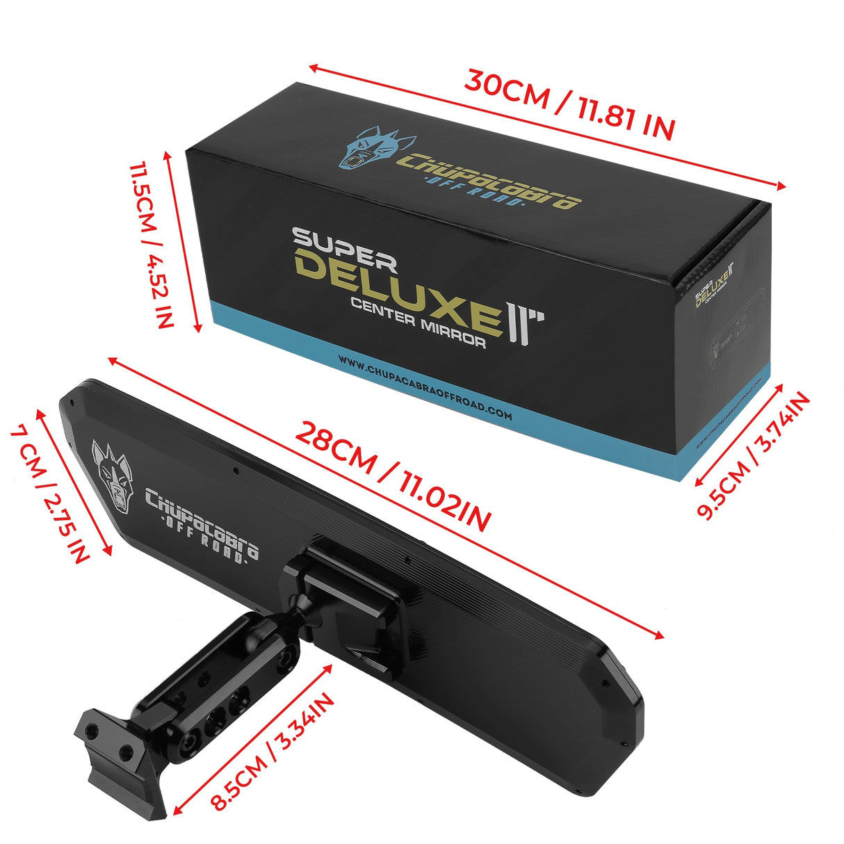 X3 Specific Super DELUXE 11" Offroad UTV Center Rearview Mirror Chupacabra Offroad