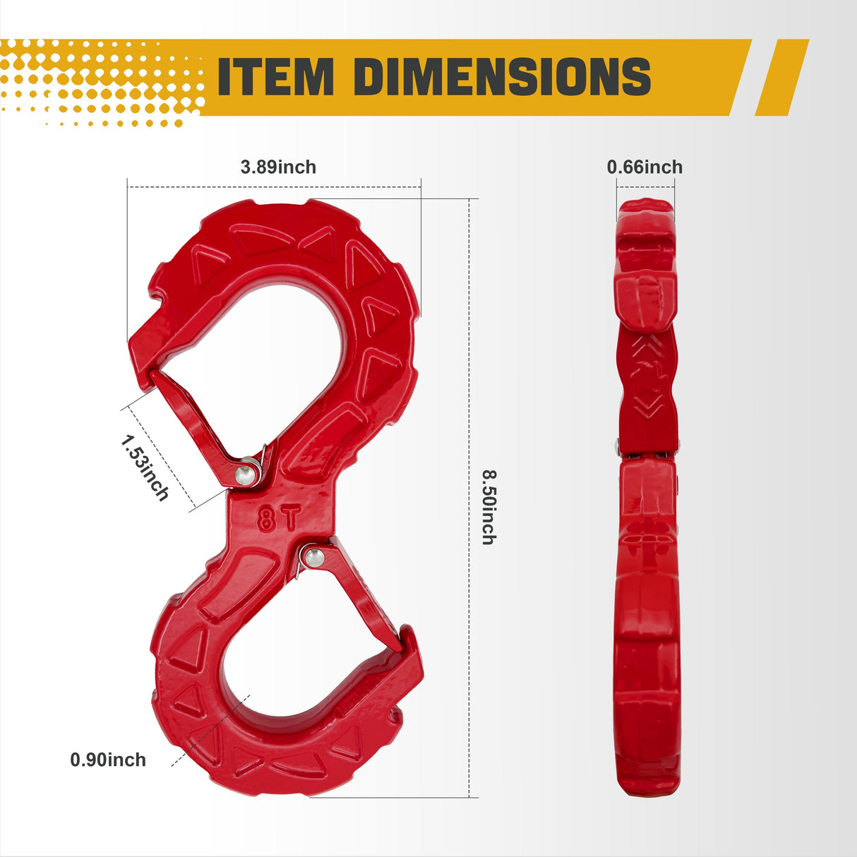 Trucktok 3/8" S-Hook 31,000 lbs Break Strength Heavy Duty Tow Hook TruckTok