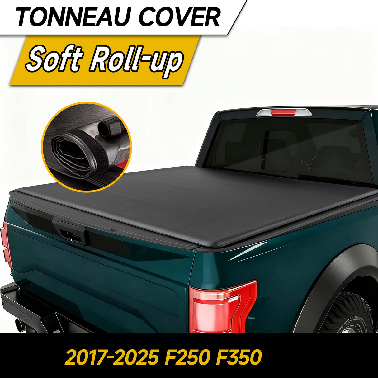 Trucktok 2017-2025 Ford F250 F350 6.8FT Soft Roll Up Tonneau Cover Truck Bed TruckTok