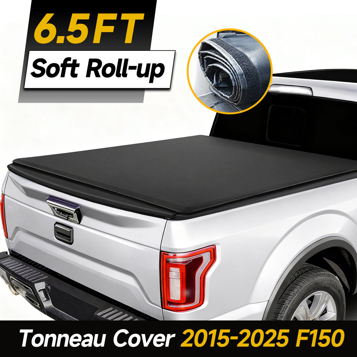 Trucktok 2015-2025 Ford F150 6.5FT Soft Roll Up Tonneau Cover Truck Bed TruckTok