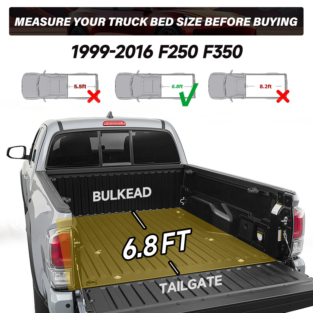Trucktok 1999-2016 Ford F250 F350 6.8FT Soft Roll Up Tonneau Cover Truck Bed TruckTok
