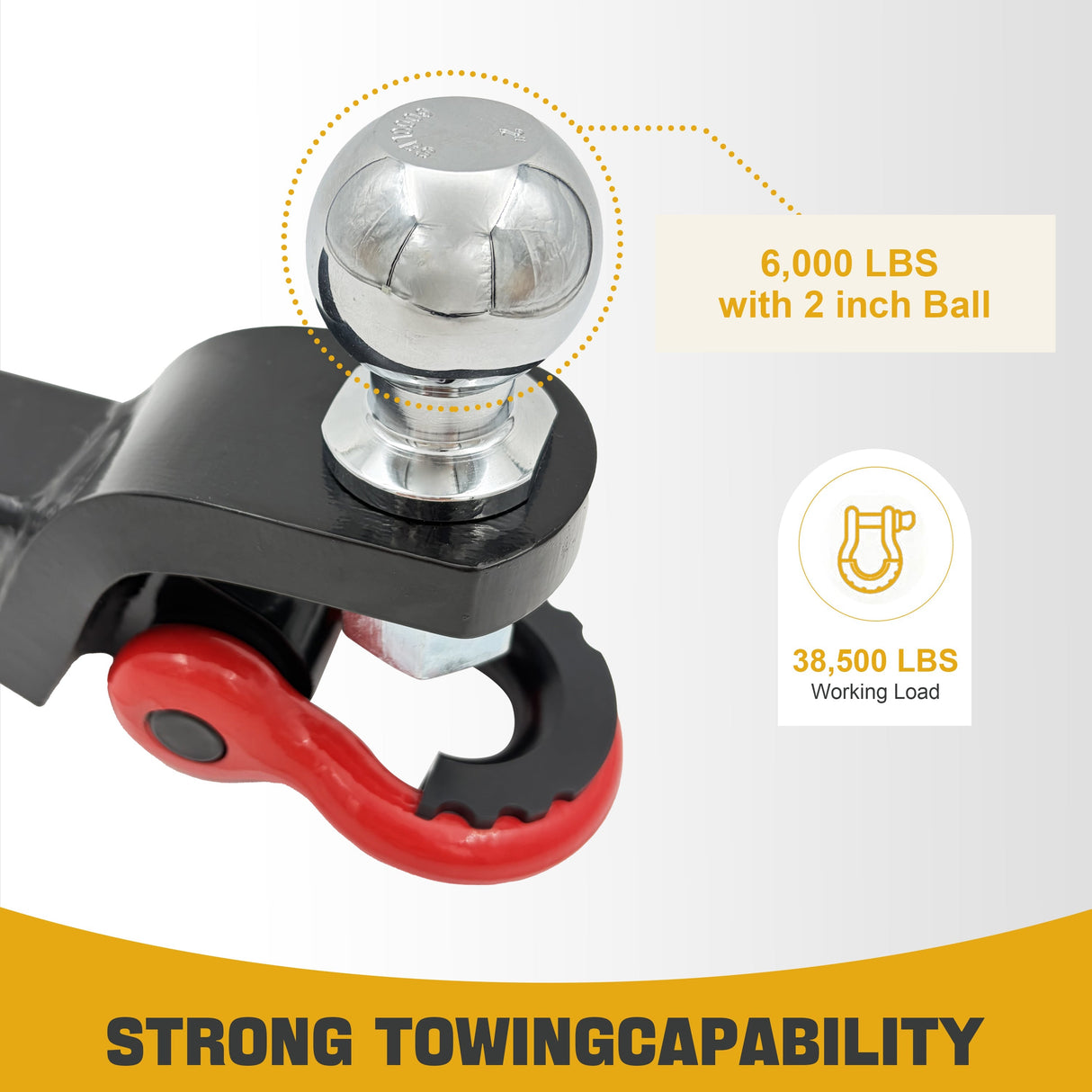 Trucktok 2" Receiver Trailer Hitch 38,500 lbs with Shackle & Lock Pin TruckTok
