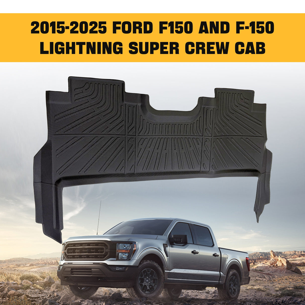 Trucktok 2015-2025 Ford F150 / F-150 Lightning SuperCrew Cab With Seat Storage All-Weather TPE Floor Mats TruckTok