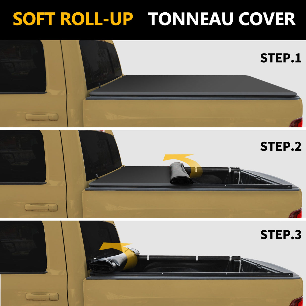 Trucktok 2009-2025 Dodge Ram 1500 5.7FT Soft Top Roll-up Tonneau Cover Truck Bed TruckTok