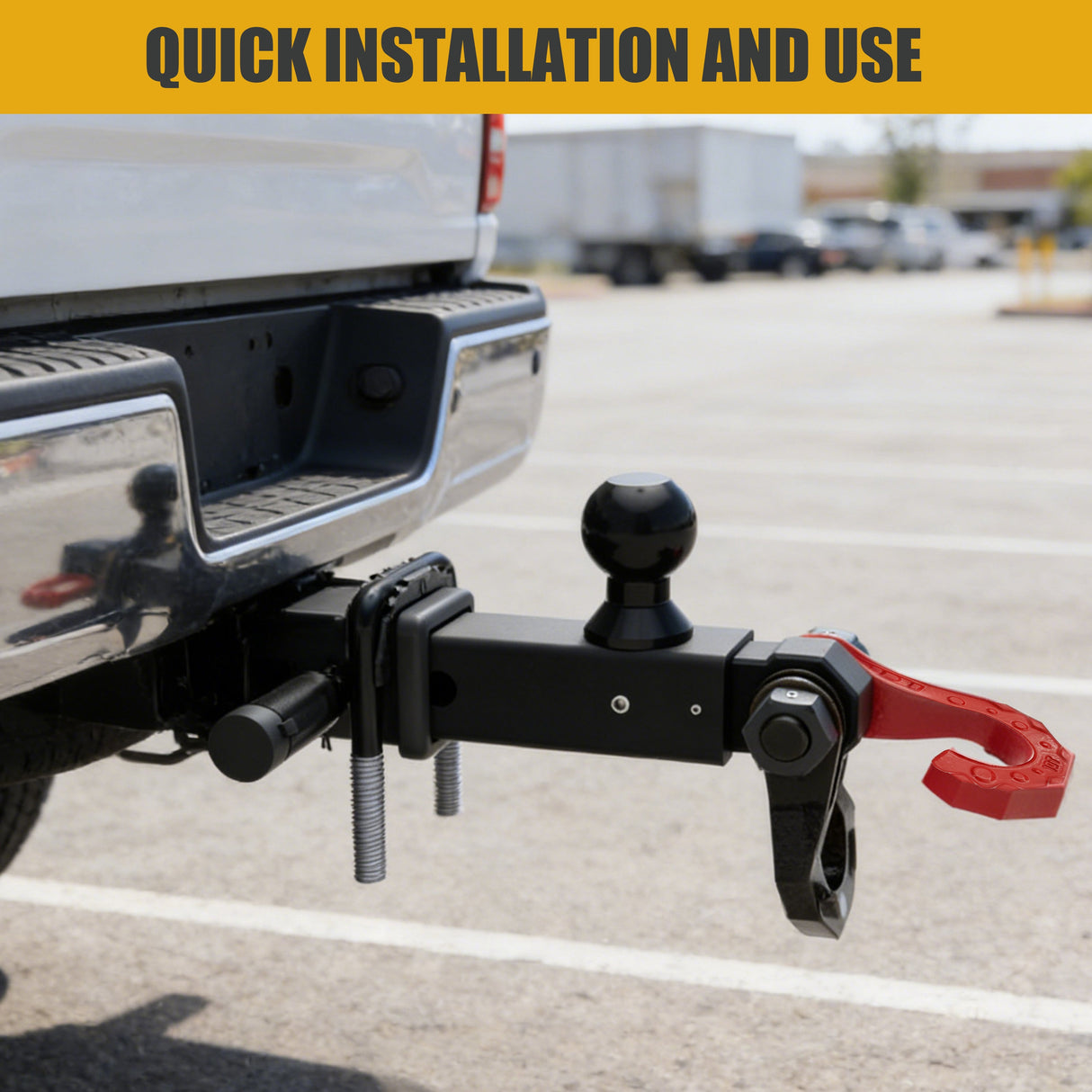 Trucktok 2" Hitch with Ball 50,600 lbs Strength & Shackle Key Lock TruckTok