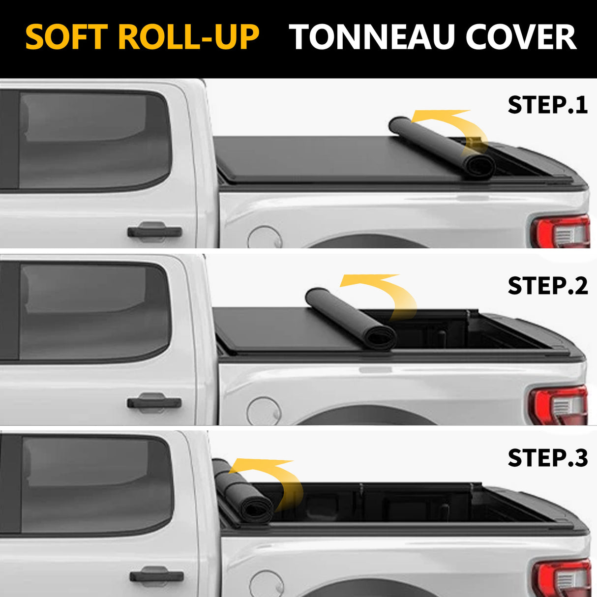 Trucktok 2014-2025 Chevy Silverado Sierra 8FT Soft Roll Up Tonneau Cover Bed TruckTok