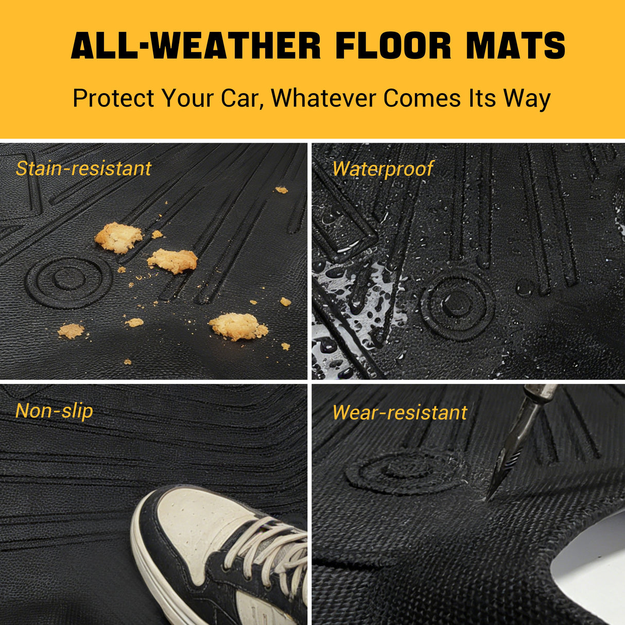 Trucktok Silverado Sierra 2007-2013 1500 & 2007-2014 2500HD 3500HD Crew Cab All-Weather TPE Floor Mats TruckTok