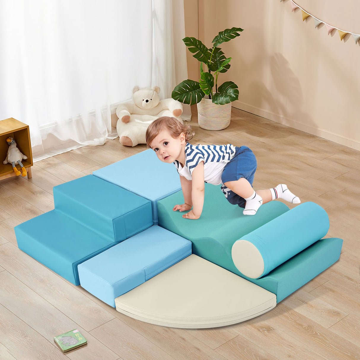 Soft Climb and Crawl Foam Playset 6-in-1 Soft Play Equipment for Kids