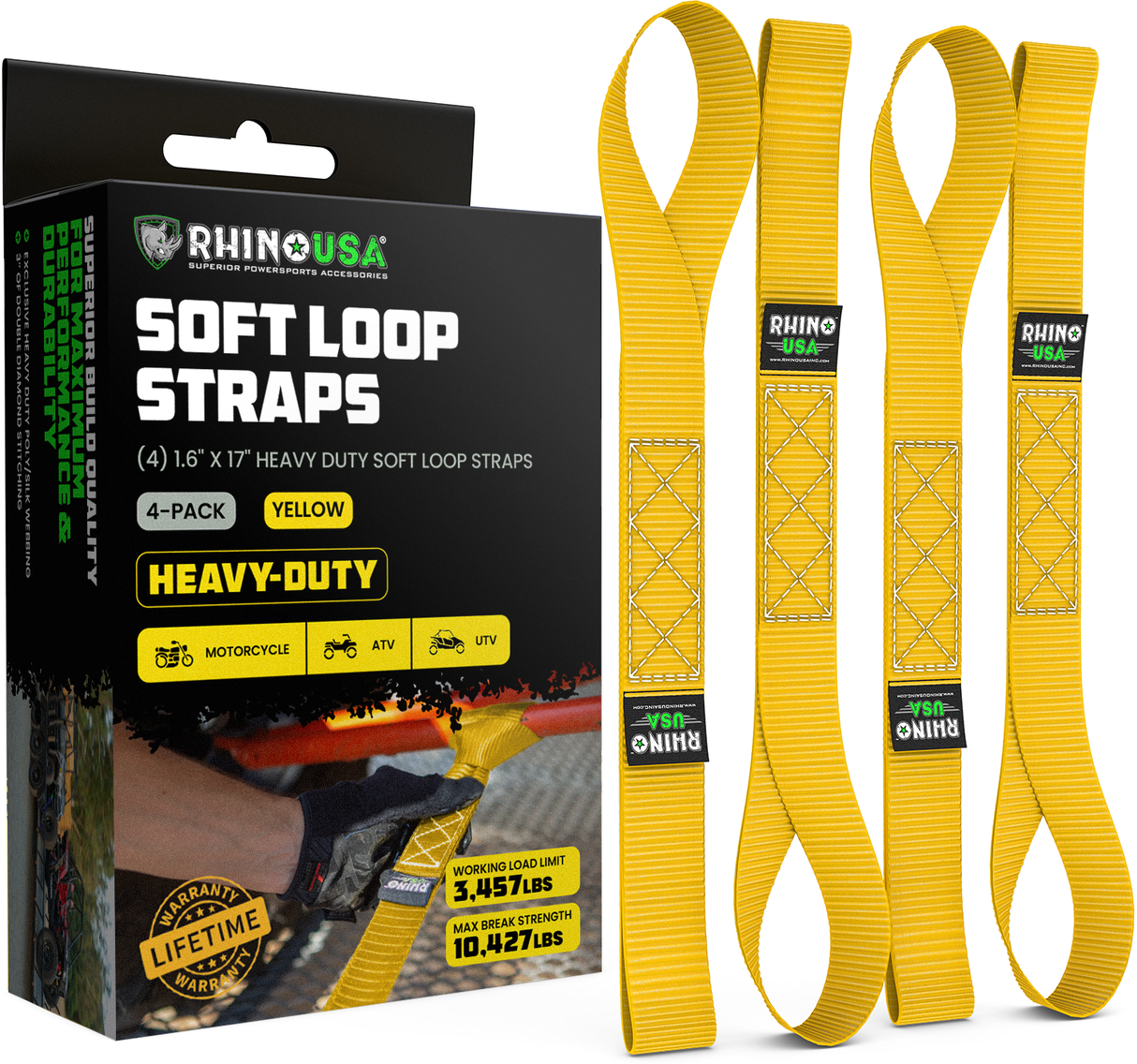 1.6" x 17" Soft Loop Tie-Down Straps (4-Pack)