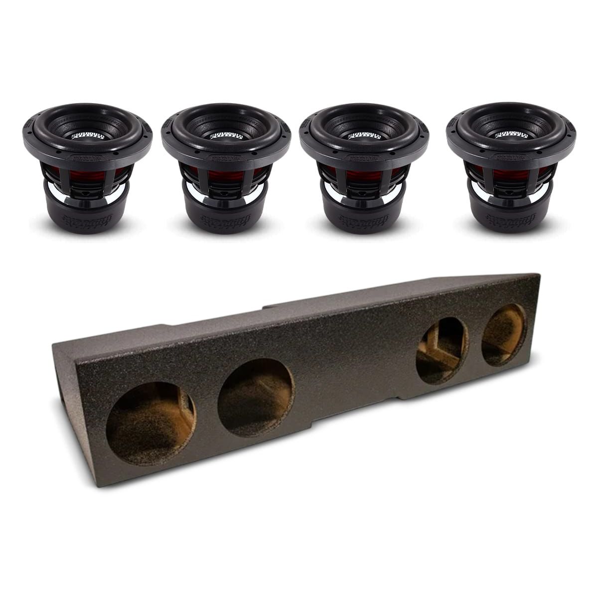 (4) Sundown Audio X8 v4 & Chevy Crew Cab 19-25 Quad 8" Subwoofer Box Combo Sundown Audio