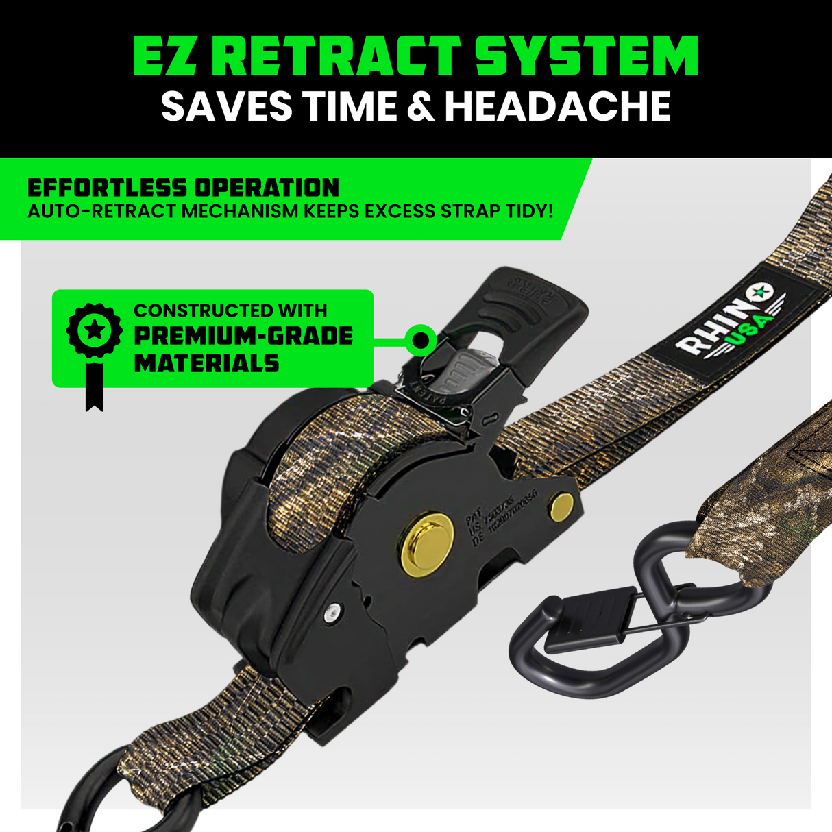 1" x 10' Retractable Ratchet Straps