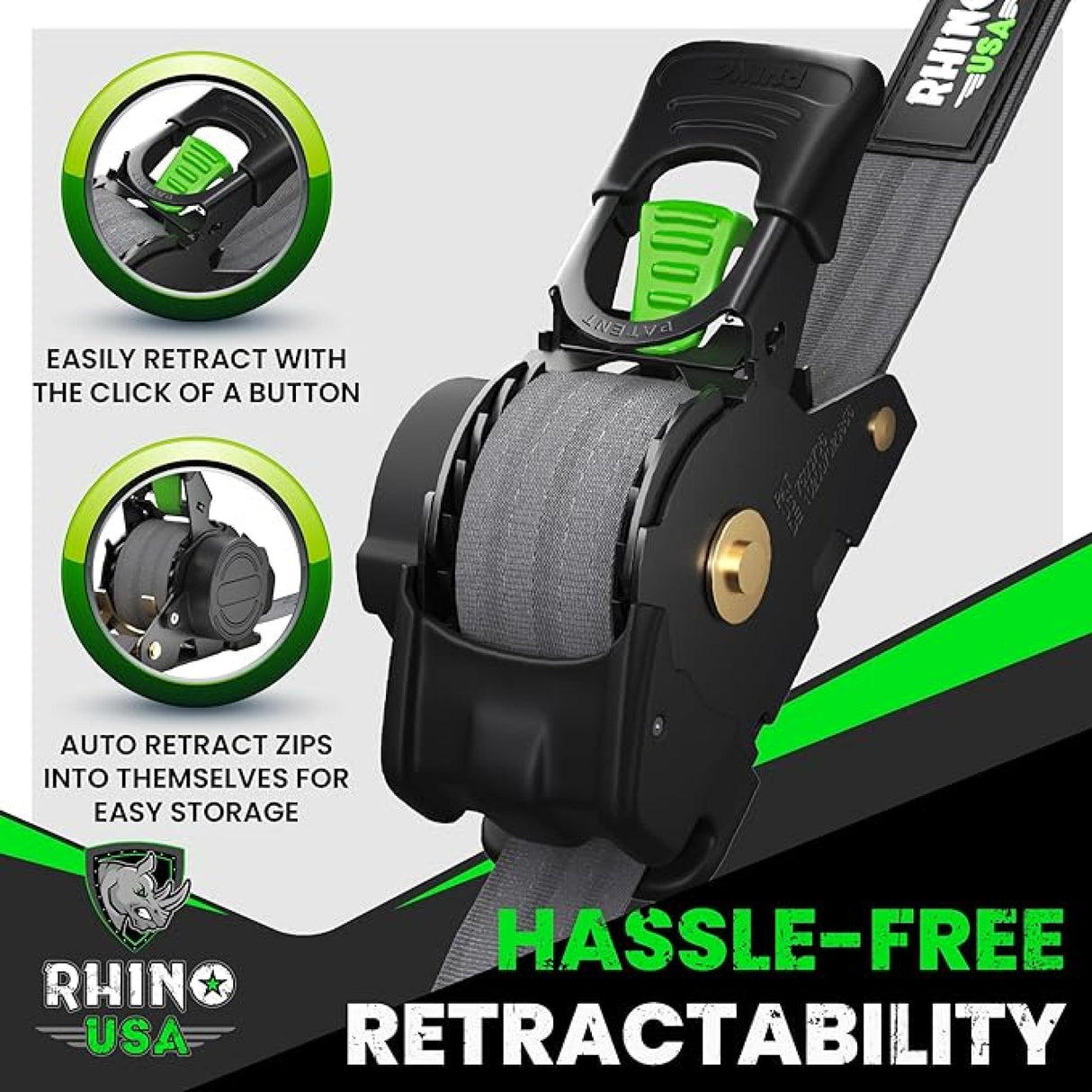 1" x 10' Retractable Ratchet Straps