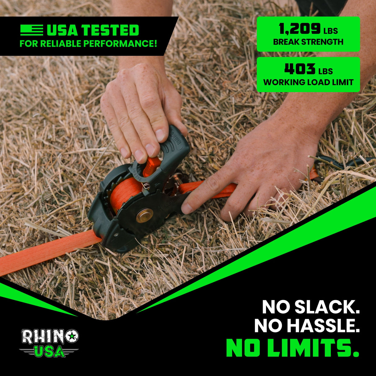 1" x 10' Retractable Ratchet Straps