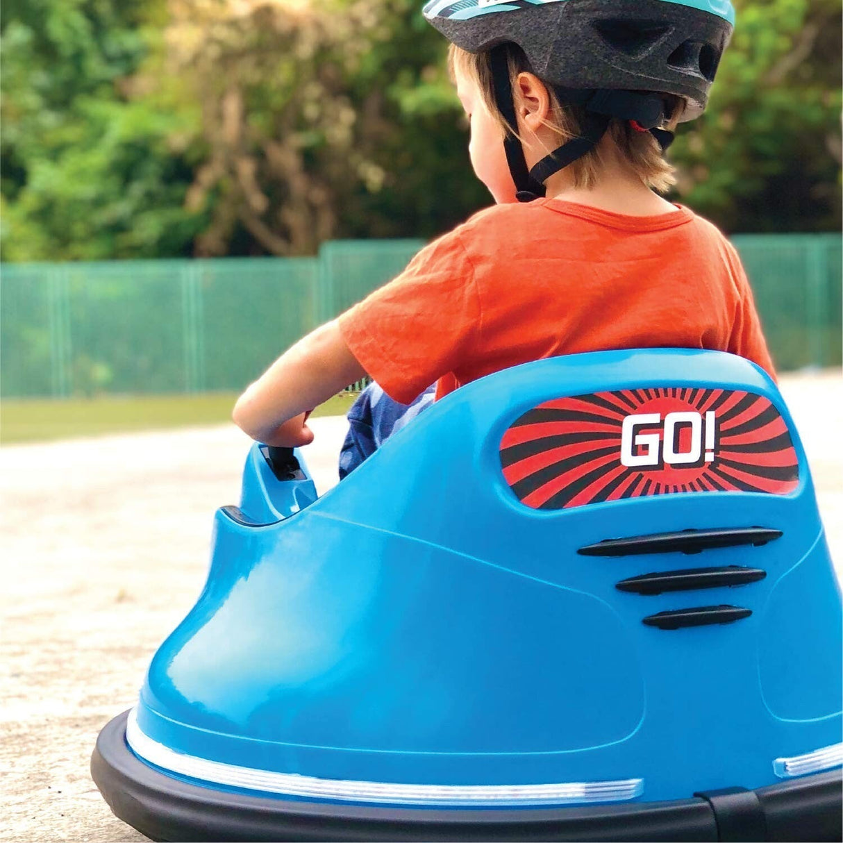 Electric Bubble RC Kids Bumper Car with Lights and Music - Blue