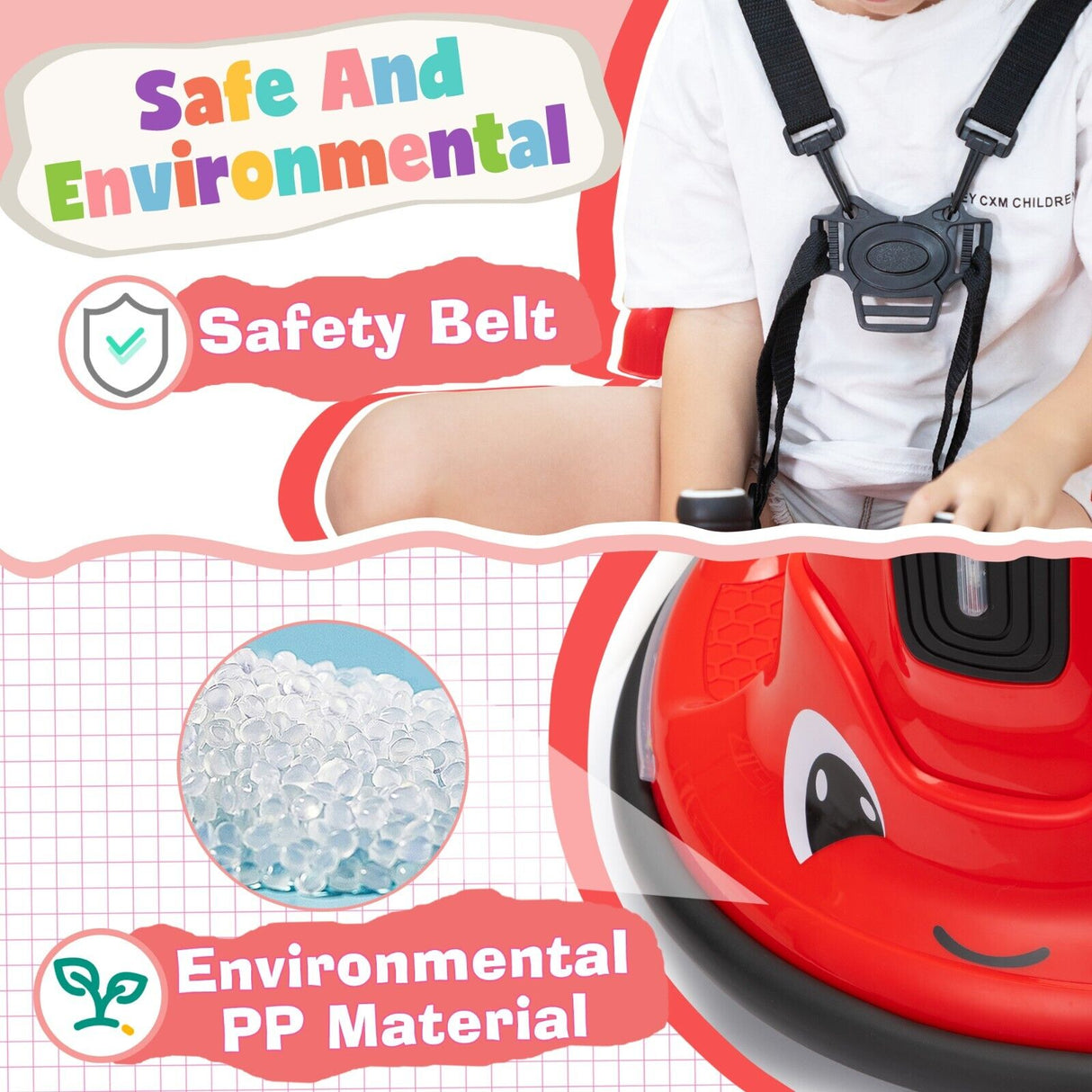TOBBI 12V Electric Bumper Snail Car for Toddlers with Remote Control