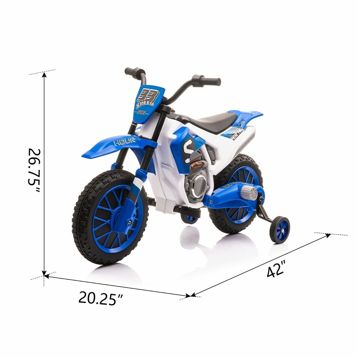 Electric Dirt Bike for Kids with Training Wheels - 12V Off-Road Ride-On Toy