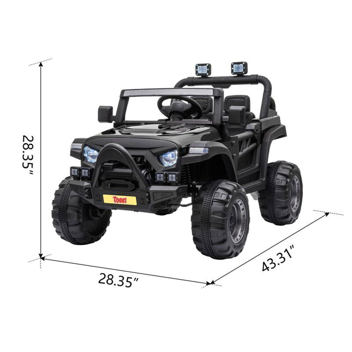 TOBBI 12V Kids Electric Ride On SUV Truck Car with 3 Speeds, Black