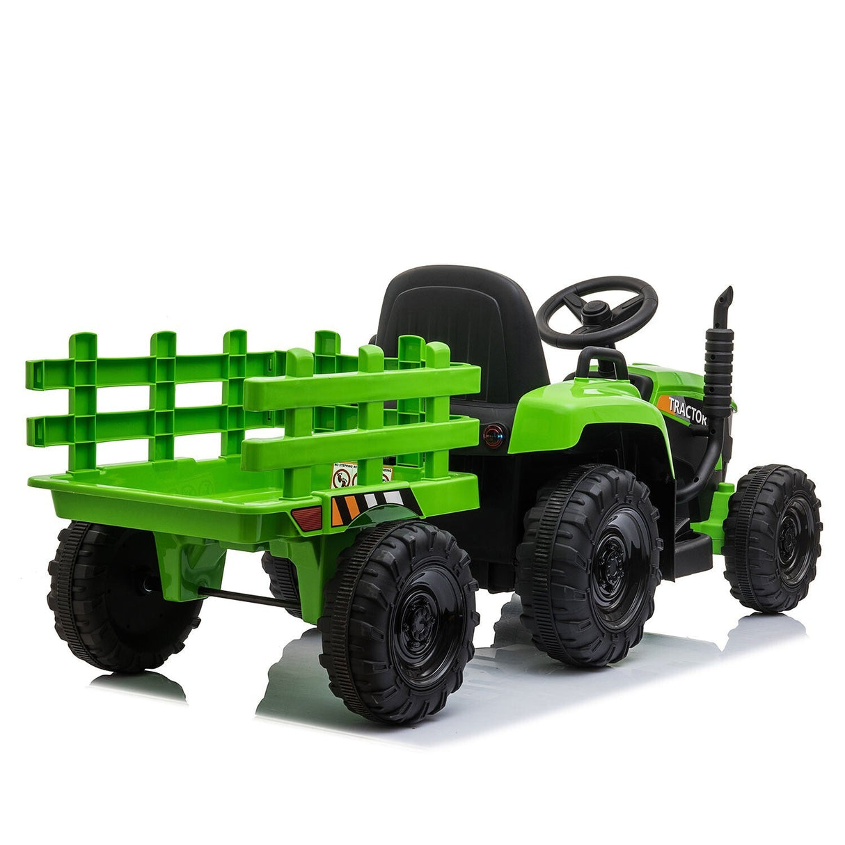 12V Battery-Powered Kids Electric Ride-On Tractor with Trailer Vehicle