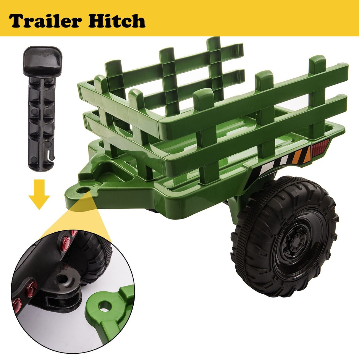 TOBBI 12V Kids Ride-On Tractor with Detachable Trailer and Illuminating Lights