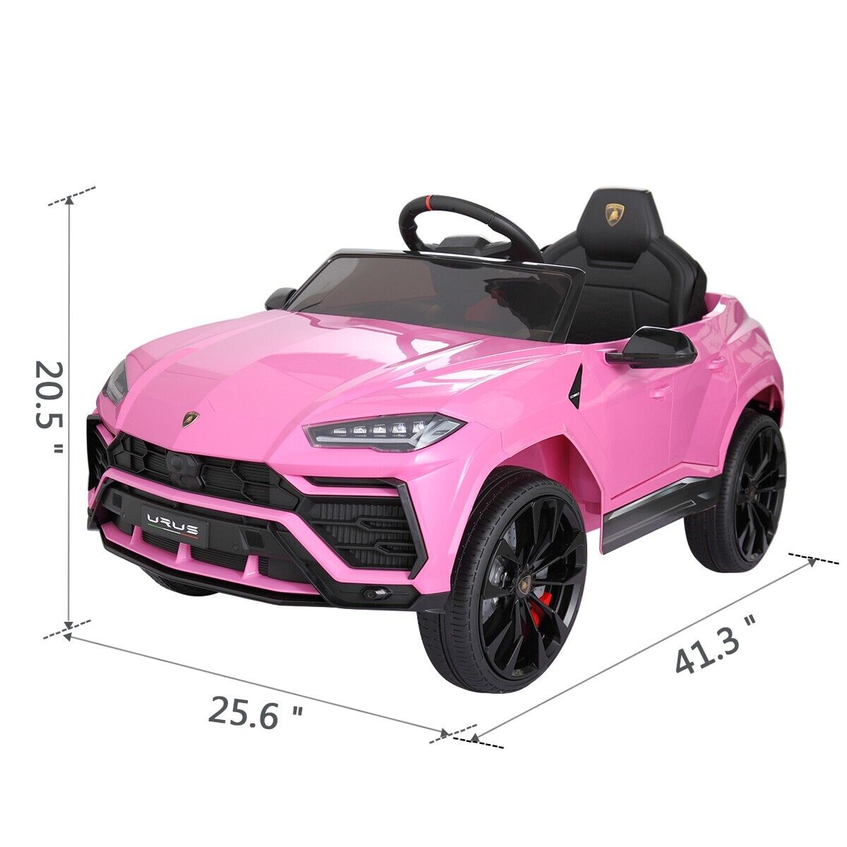 TOBBI 12V Lamborghini SUV Ride-On Car for Kids with Remote Control, MP3 Player, and Pink Color