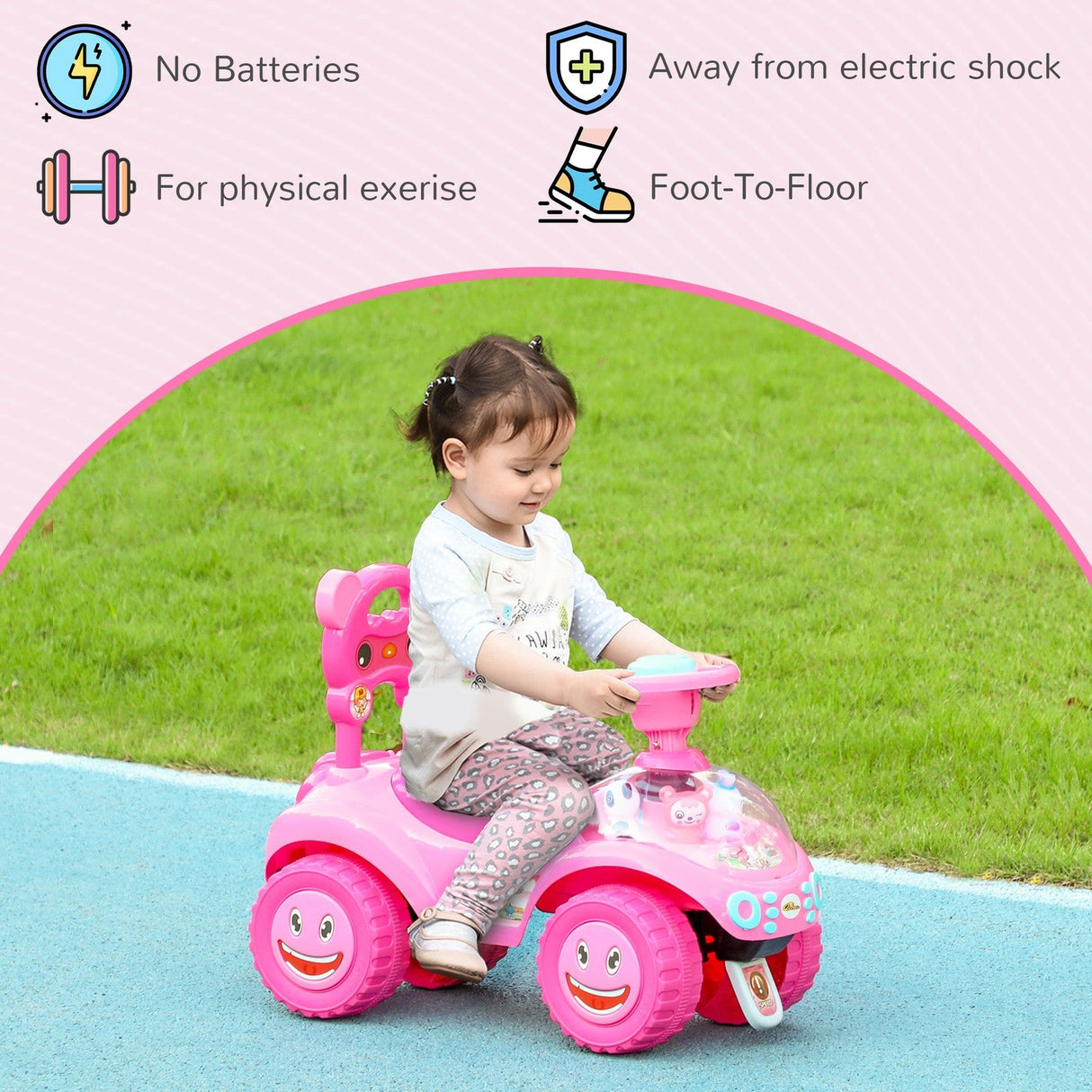 Toddler Push Ride-On Foot-to-Floor Sliding Car for Kids Pink