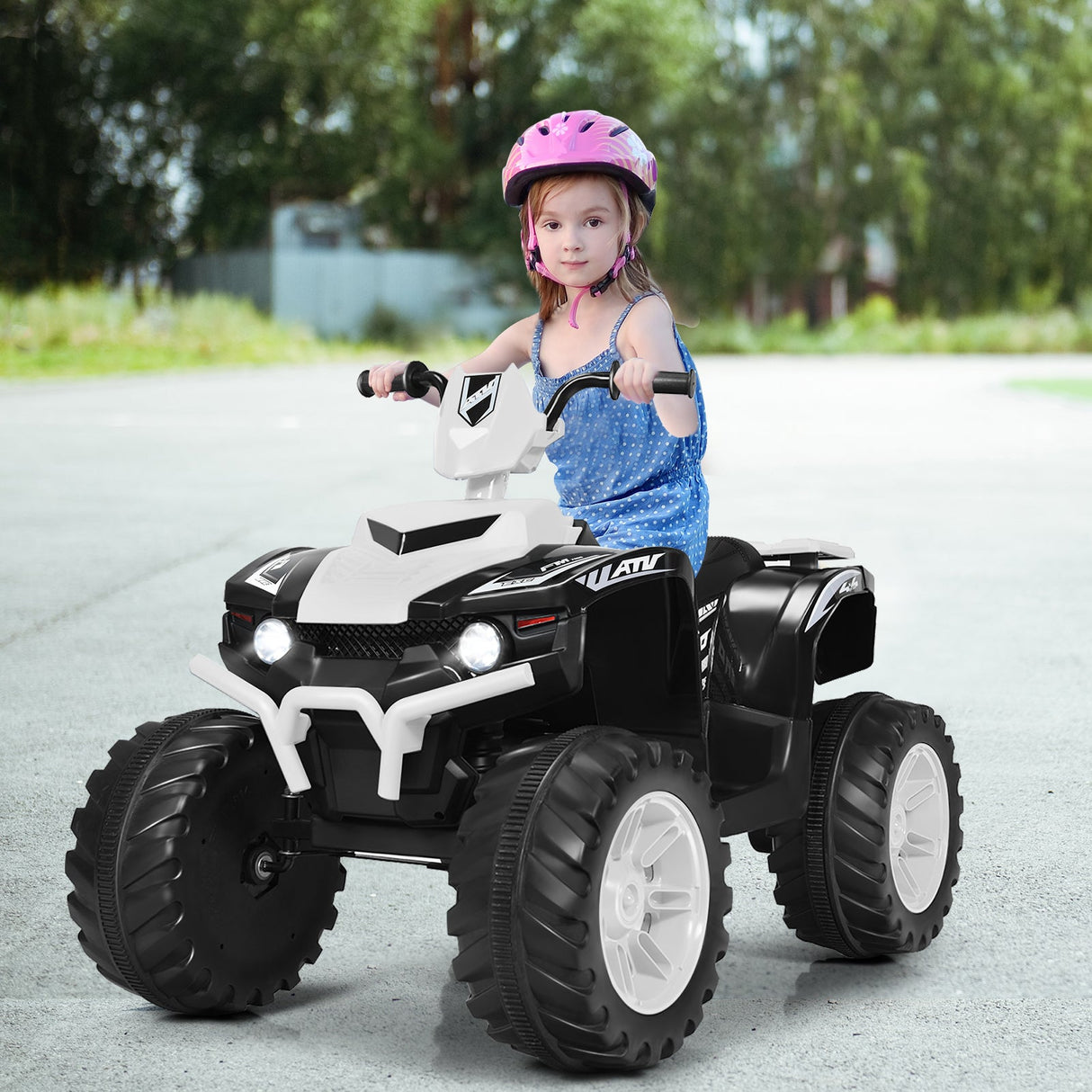 12V Electric Kids Quad ATV Ride-On Car with LED Lights