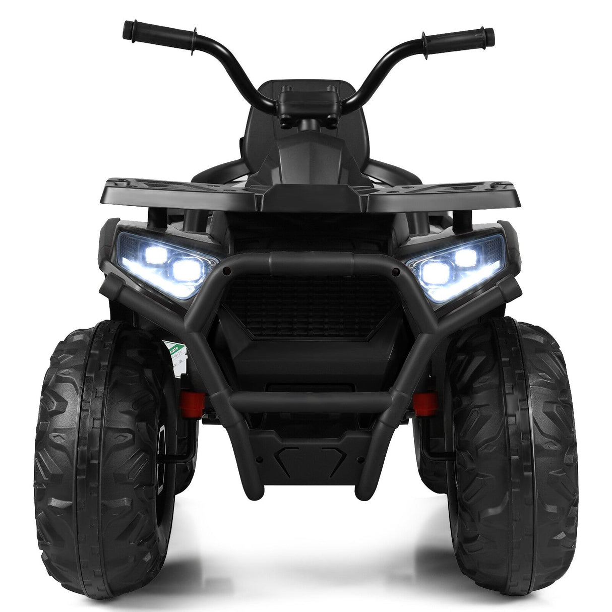 12V Kids Electric Ride-On Car Toy with LED Lights and Music – Black/Red