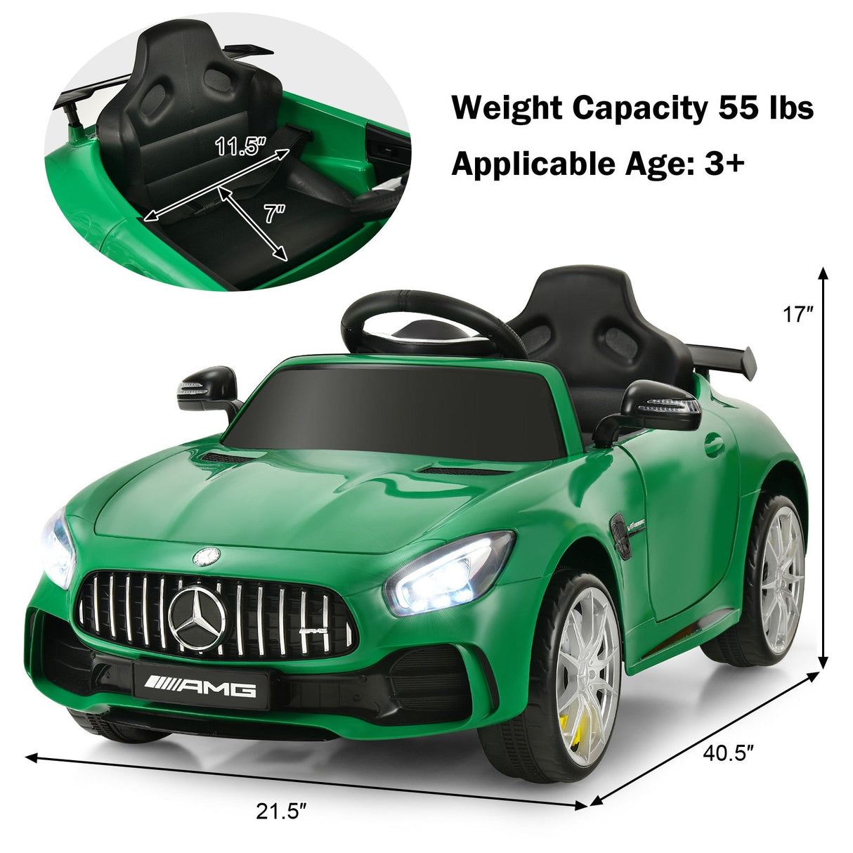 12V Electric Ride-On Car for Kids Licensed Mercedes-Benz GTR Battery Powered