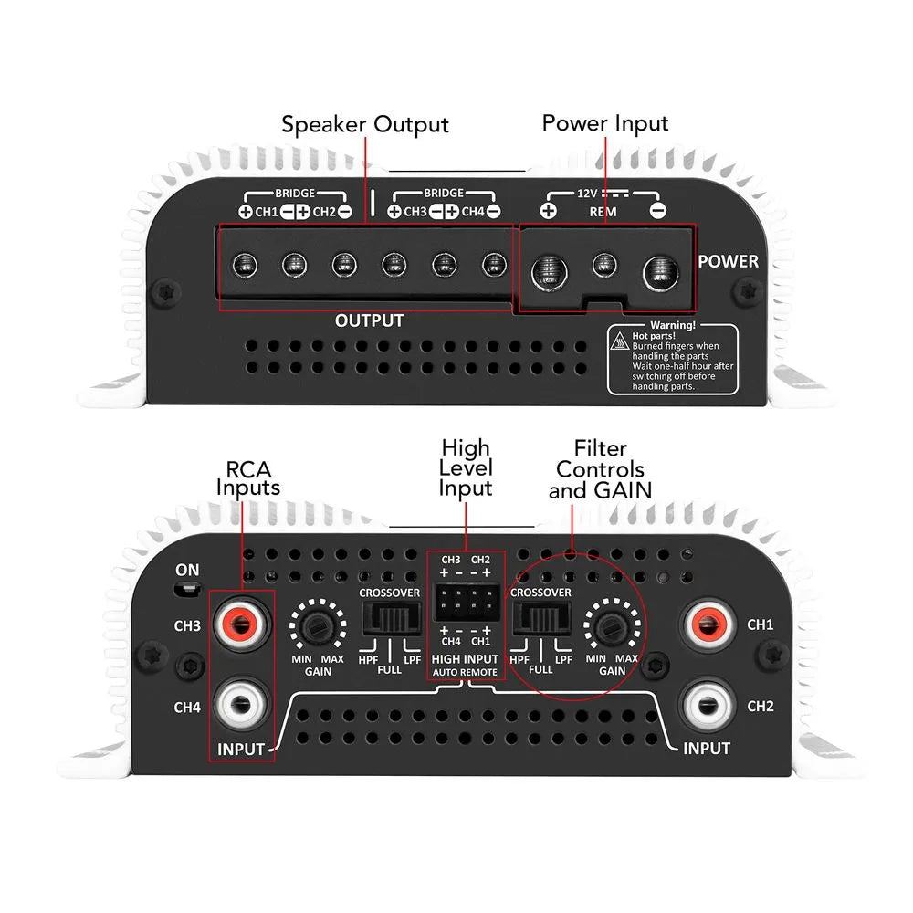 Taramps TS1200X4 V2 1200W RMS 4-Channel Amplifier 2-Ohm Taramps
