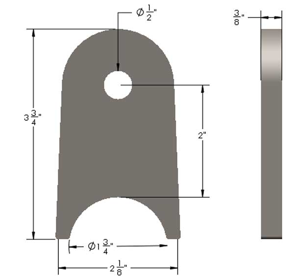 3/8" Thick 1 3/4" Tube Link Tab